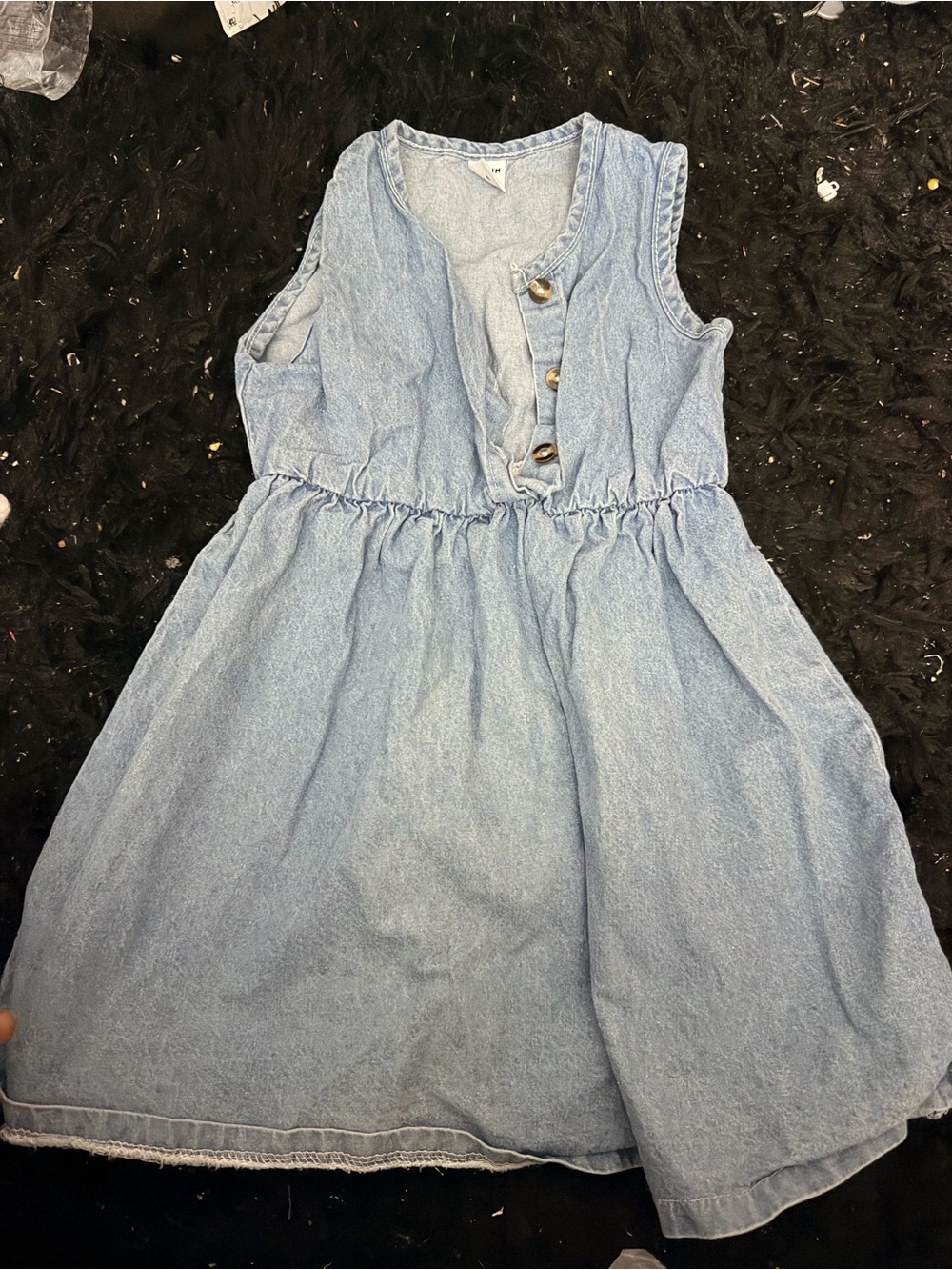 SHEIN Light Blue Denim Sleeveless Girls' Dress with Front Buttons